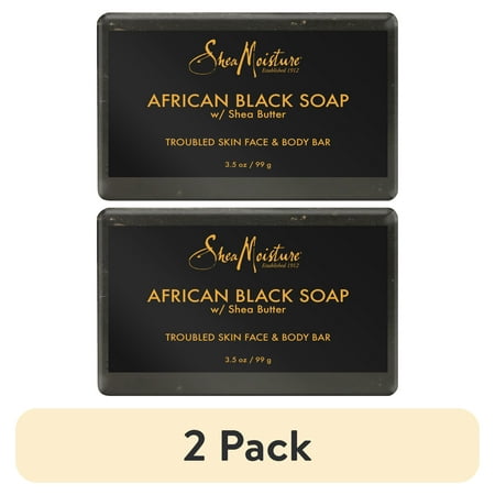 (2 pack) SheaMoisture Face & Body Bar African Black Soap, 3.5 oz