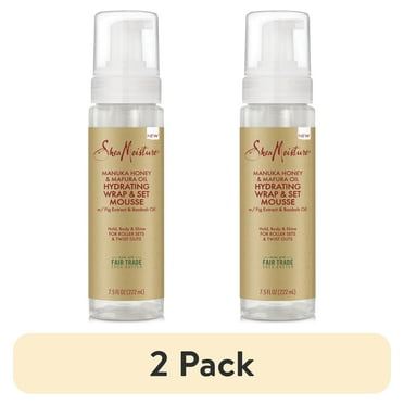 (2 pack) SheaMoisture Hydrating Wrap & Set Mousse for Hold & Shine Manuka Honey & Mafura Oil, 7.5 oz