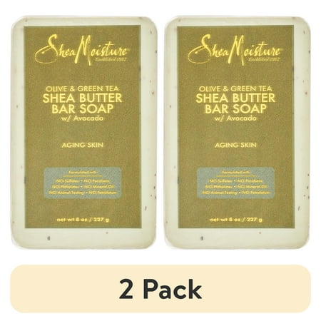 (2 pack) SheaMoisture Shea Butter Bar Soap Olive Oil & Green Tea Extract for Dry Skin, 8 oz