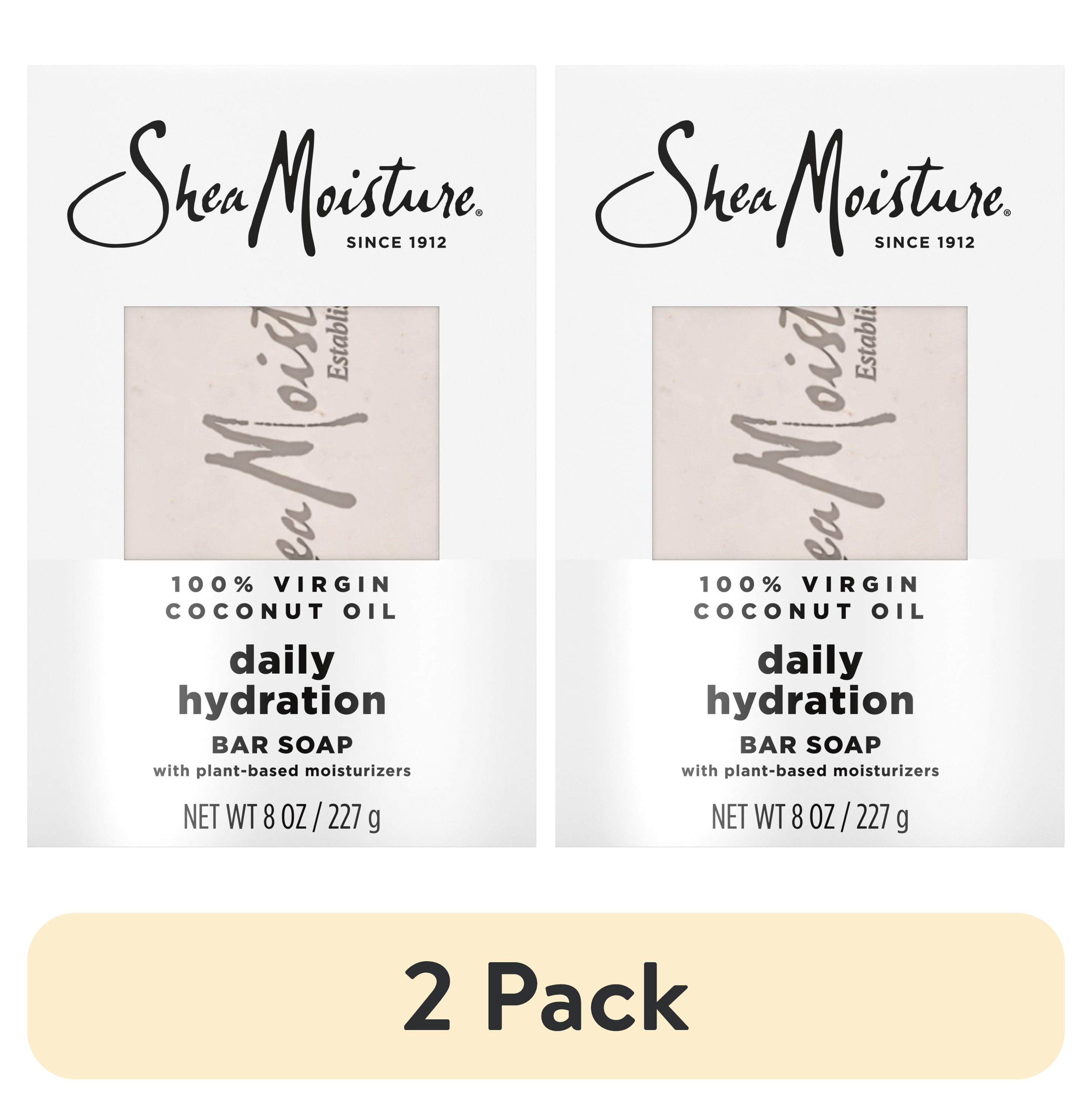 (2 pack) SheaMoisture Bar Soap Nourish And Replenish Skin 100% Virgin Coconut Oil Daily Hydrating Bar Soap With 24h Shea Moisture Nutrients For Healthy, Glowing Skin, 8 oz