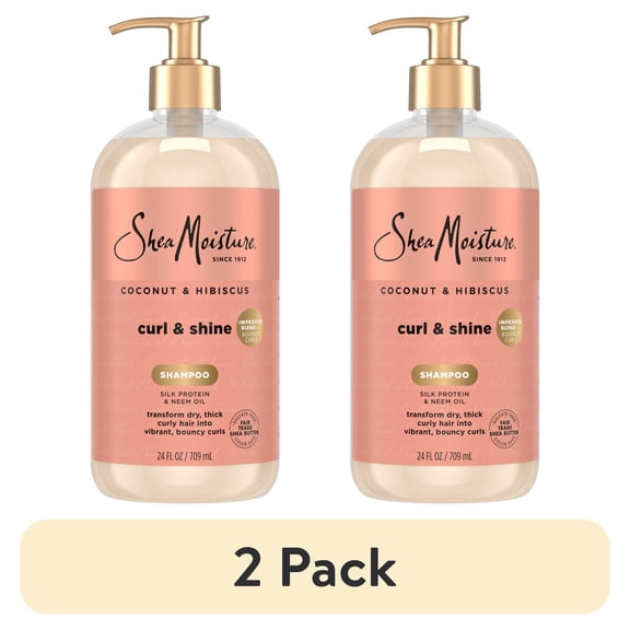 (2 pack) SheaMoisture Shampoo for Thick, Curly Hair, Coconut and Hibiscus, to Cleanse & Hydrate, 24 fl oz