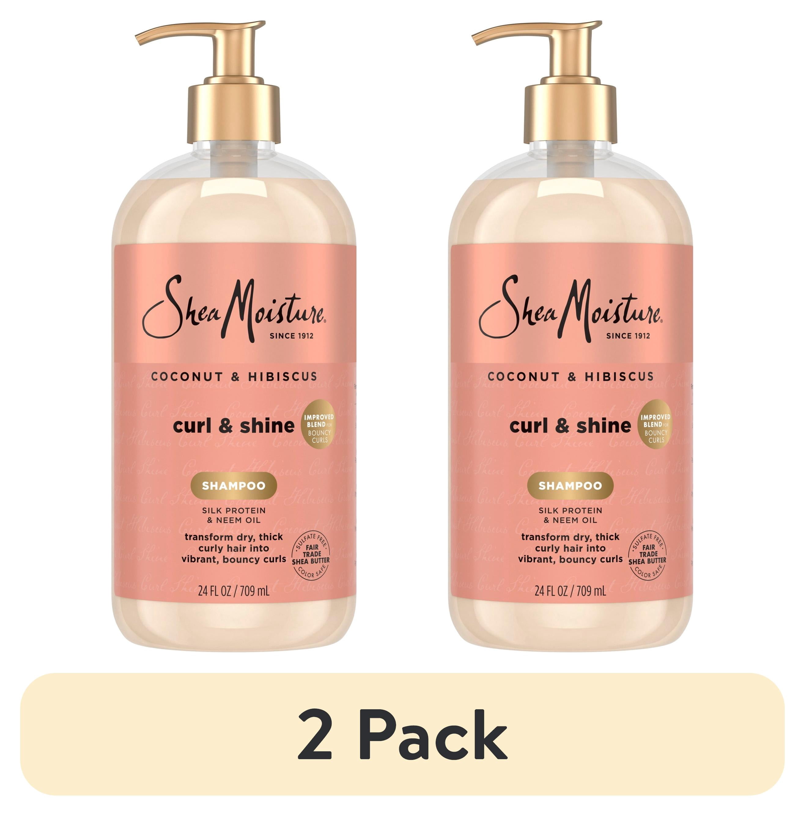 (2 pack) SheaMoisture Shampoo for Thick Curly Hair Coconut and Hibiscus to Cleanse & Hydrate, 24 fl oz
