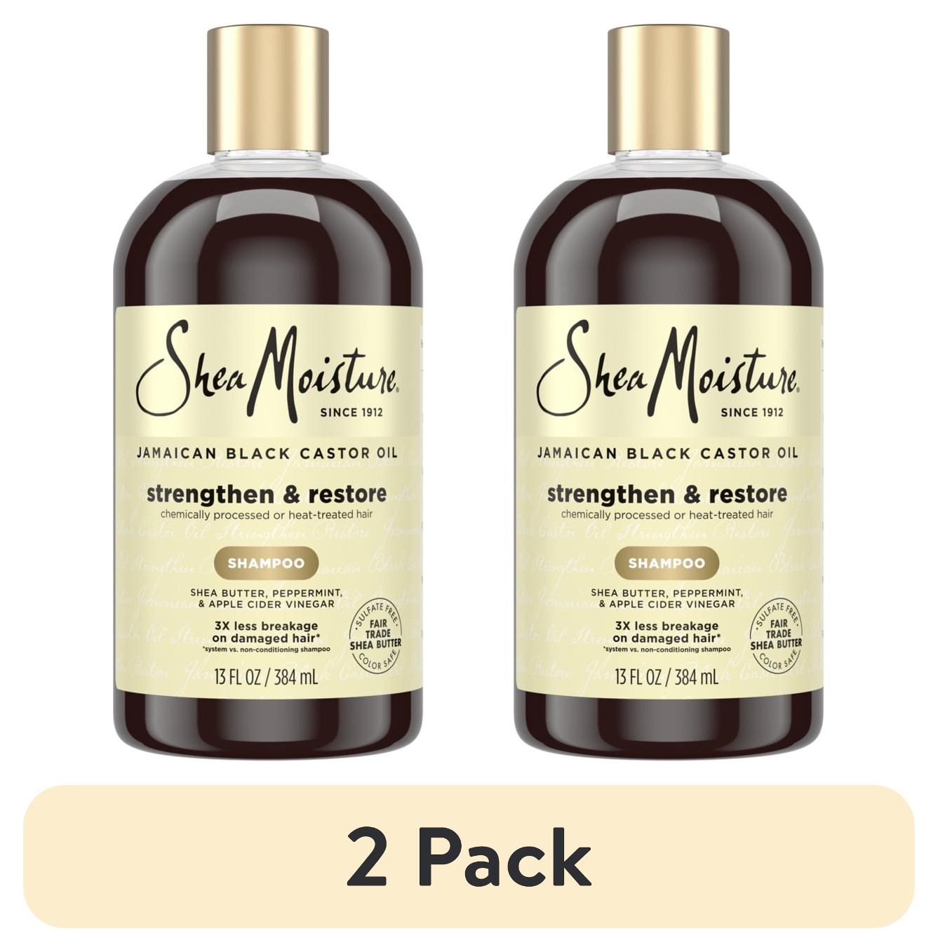 (2 pack) SheaMoisture Strengthen And Restore Shampoo 100% Pure Jamaican Black Castor Oil, 13 fl oz