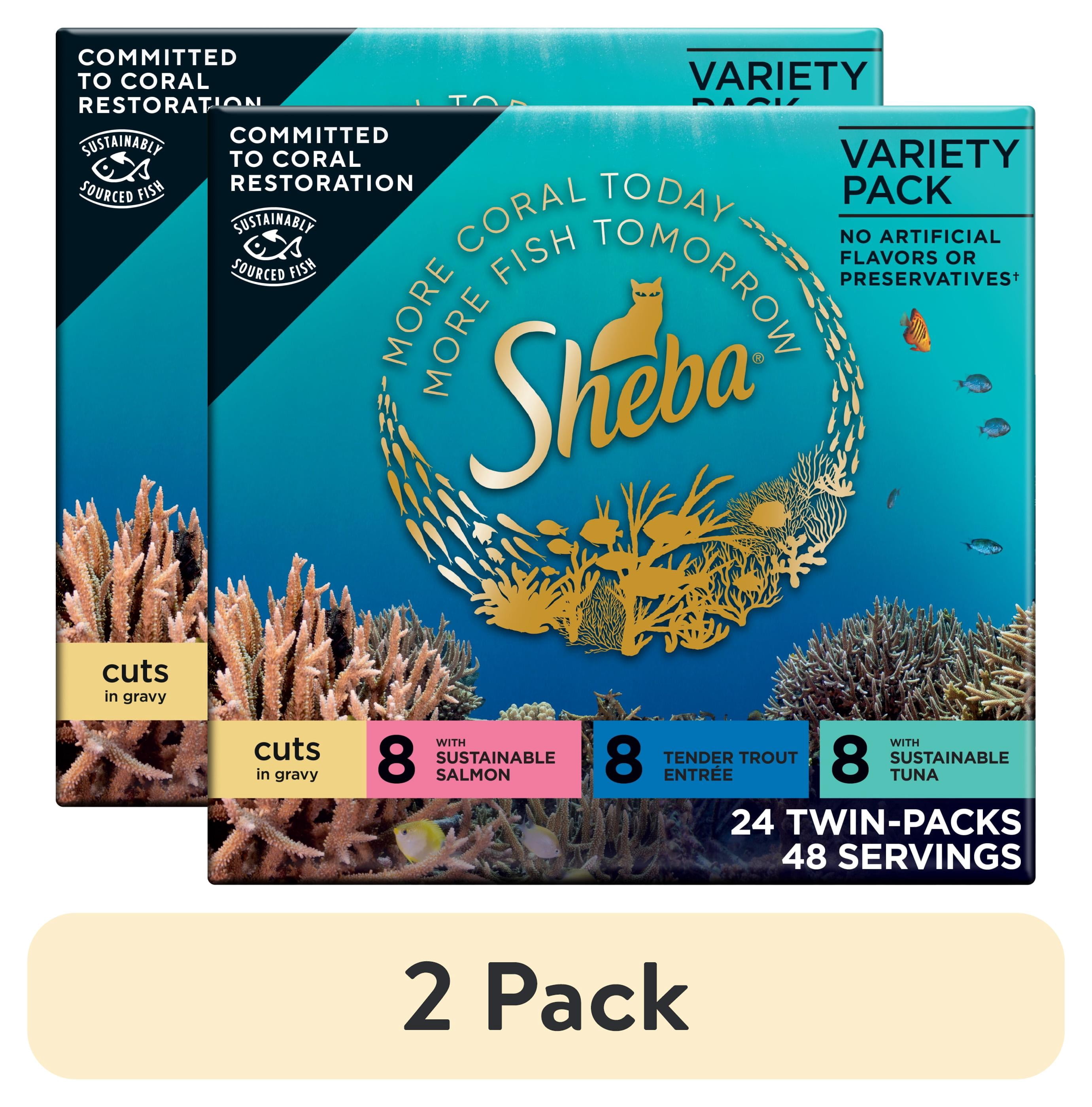 (2 pack) Sheba Perfect Portions Variety Pack Cuts In Gravy Cat Food, 2.6 Oz Twin-Pack Trays (24 Count)