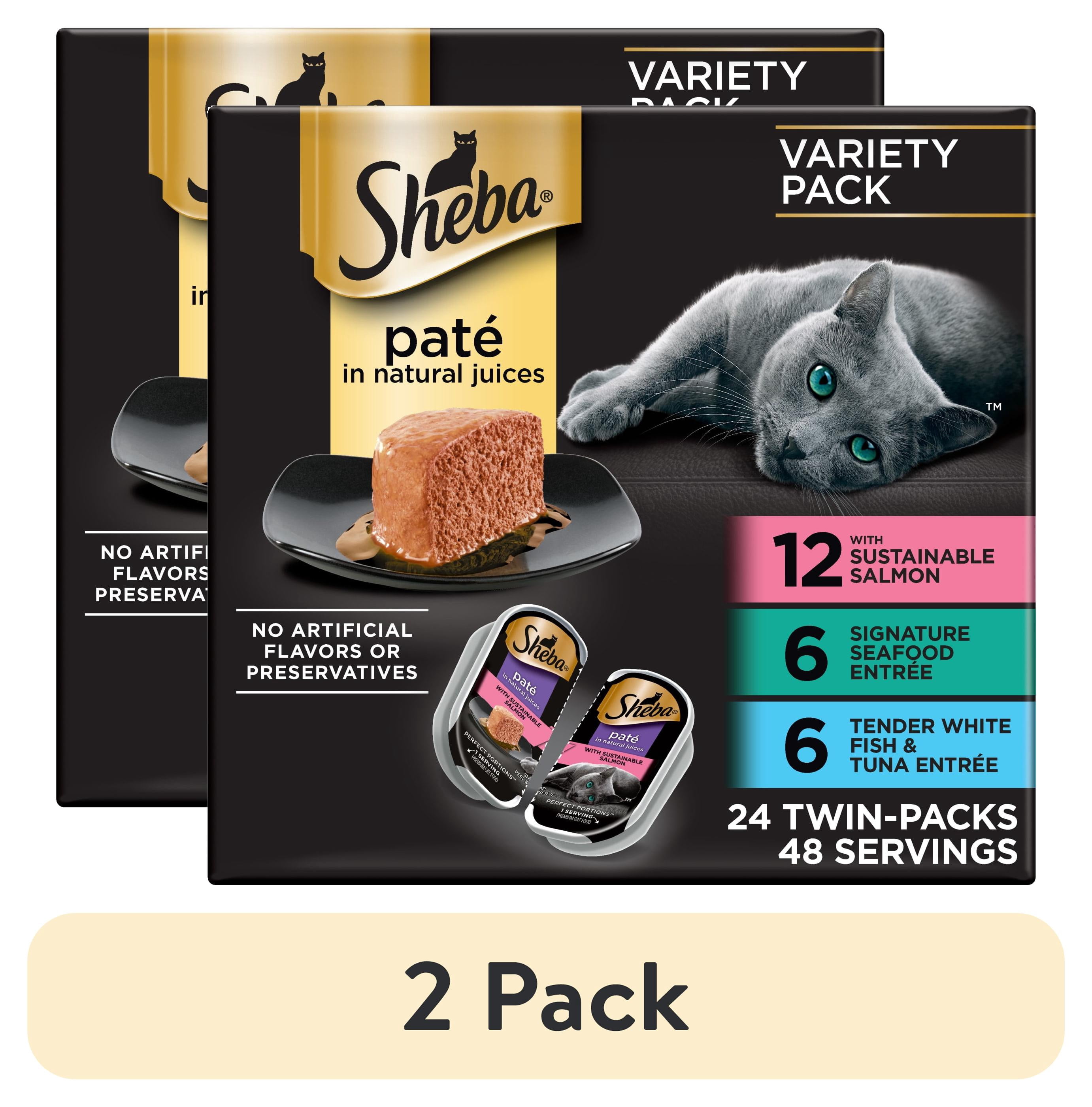 (2 pack) Sheba Perfect Portions Variety Pack Wet Cat Food Pate, 2.6 Oz Twin-Pack Trays