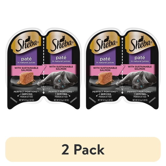 (2 pack) Sheba Perfect Portions With Sustainable Salmon Wet Cat Food Pate, 2.6 oz Twin-Pack Tray