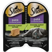 2 pack Sheba Wet Cat Food Pate, Roasted Turkey Entree, 2.6 oz Perfect Portions Twin Pack Tray