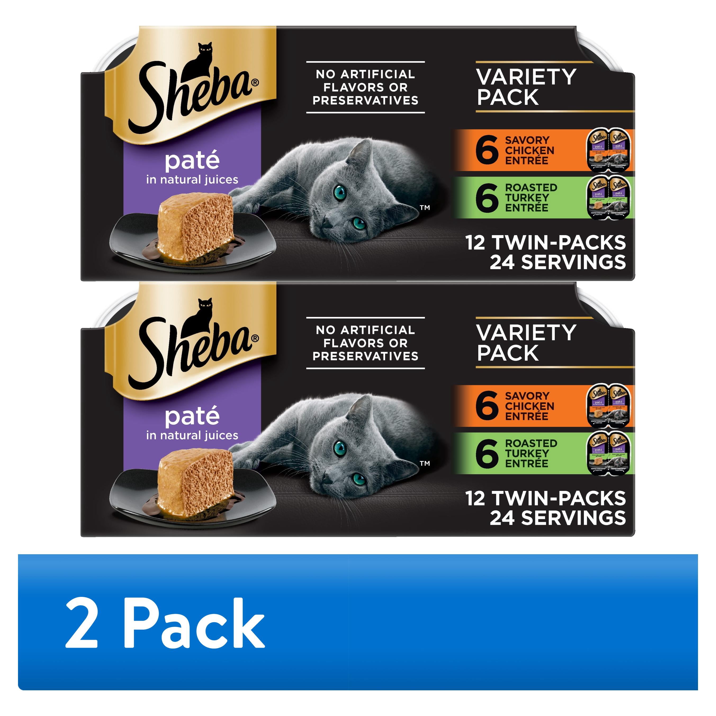 (2 pack) Sheba Perfect Portions Variety Pack Wet Cat Food Pate, 2.6 oz Twin-Pack Trays (12 Count)