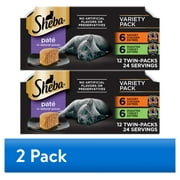 (2 pack) Sheba Perfect Portions Variety Pack Wet Cat Food Pate, 2.6 oz Twin-Pack Trays (12 Count)