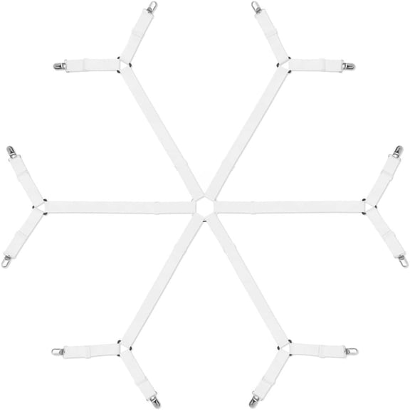 2 pack Sheet Fasteners, Adjustable Elastic Bed Sheet Holder Straps for Full,Queen,King Twin Bed,6 Way Cross Sheet Clips Suspenders Band,Fitted Round and Square Mattresses