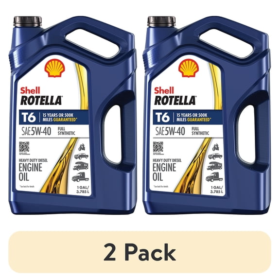 (2 pack) Shell Rotella T6 Full Synthetic 5W-40 Diesel Engine Oil, 1 Gallon