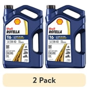 2 pack Shell Rotella T6 Full Synthetic 5W-40 Diesel Engine Oil, 1 Gallon