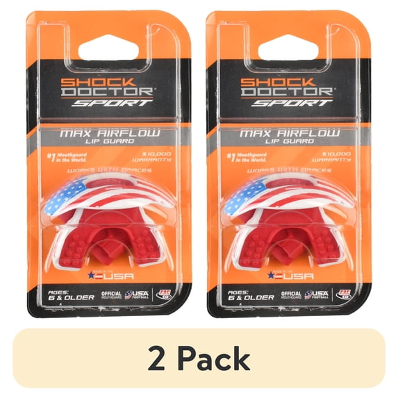 (2 pack) Shock Doctor, Max Air Flow Lip Guard, Adult, Flag