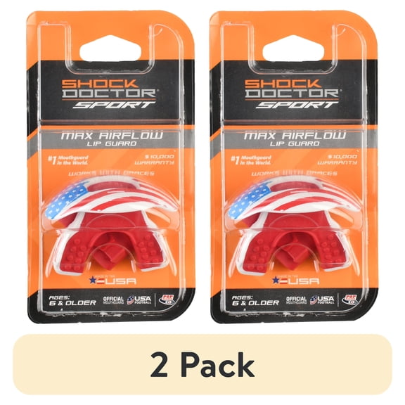 (2 pack) Shock Doctor, Max Air Flow Lip Guard, Adult, Flag