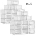thumbnail image 1 of (2 pack) Shoe Boxes, 12pcs Clear Stackable Plastic Shoe Storage for Home Organize, 9.1 x 13.1 x 5.6 Inches,Fit up to US Size 9, 1 of 9