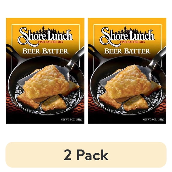 (2 pack) Shore Lunch Beer Batter Batter Mix, 9 oz, for Crispy Fried Fish, Chicken, and Vegetables