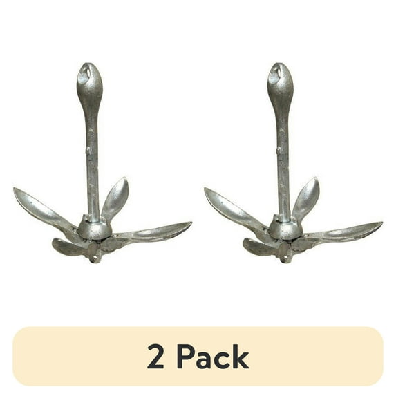 (2 pack) Shoreline Marine Galvanized Steel Folding Anchor, 3 Pounds