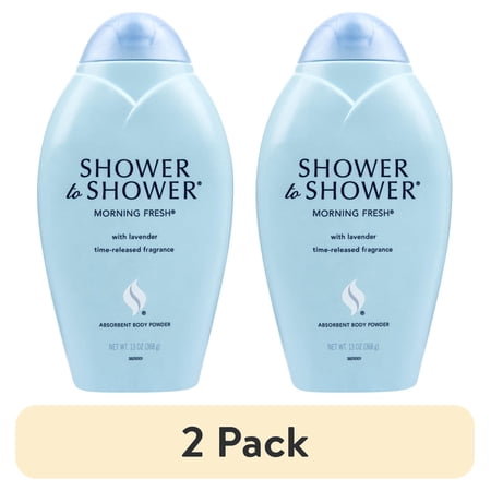 (2 pack) Shower to Shower Talc Free Body Powder Moisture Control for Women and Men, Morning Fresh, 13 oz
