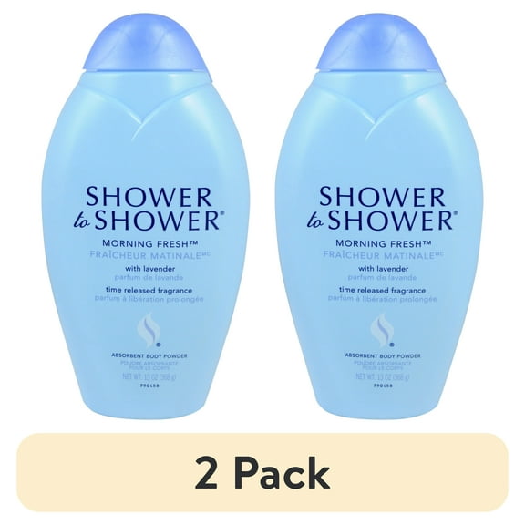(2 pack) Shower to Shower Talc Free Body Powder Moisture Control for Women and Men, Morning Fresh, 13 oz