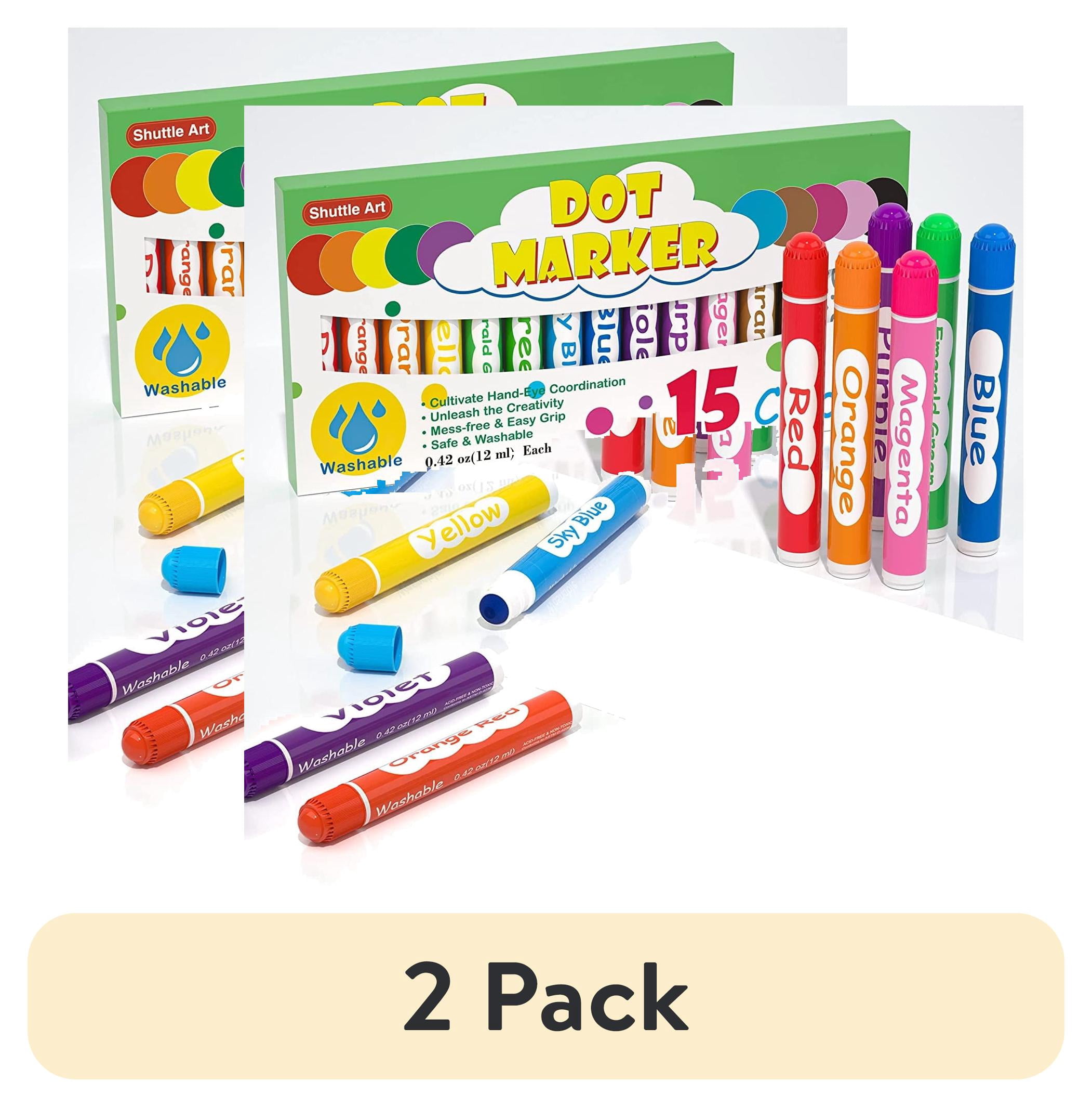 (2 pack) Shuttle Art Dot Markers, 15 Colors Washable Markers,Bingo Daubers Supplies, Non Toxic Water-Based