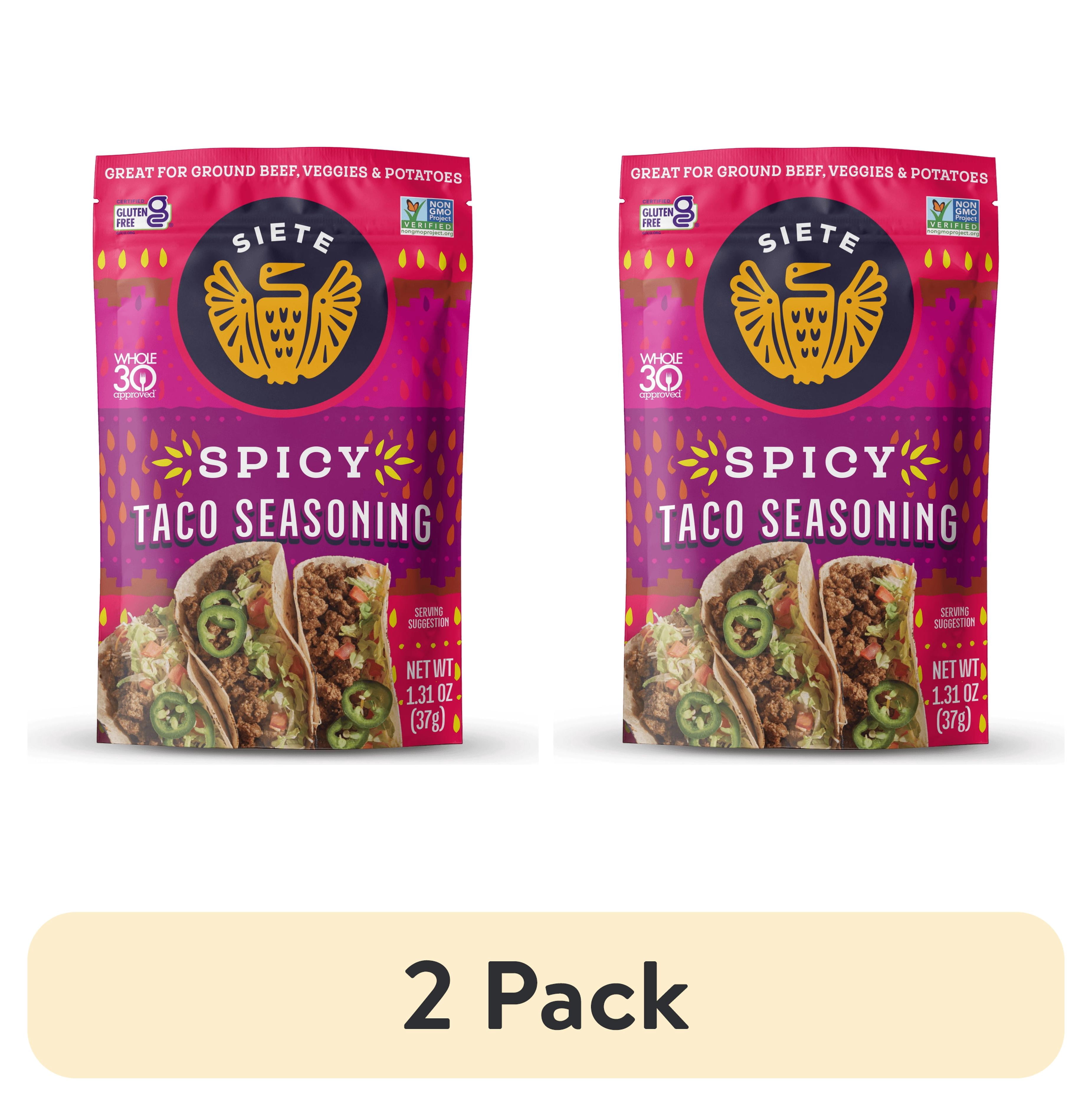 (2 pack) Siete Family Foods, Spicy Taco Seasoning Spice Mix, 1.31 oz. Packet