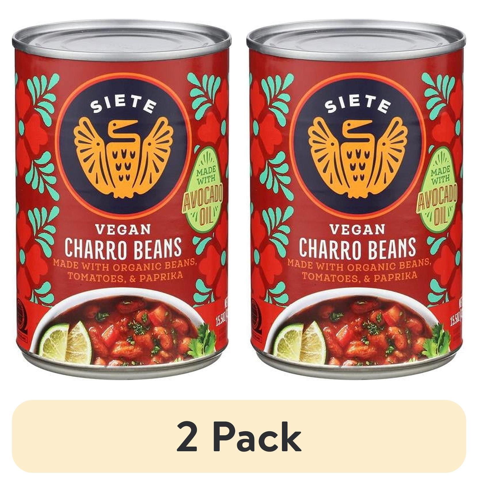 (2 pack) Siete Family Foods, Vegan Charro Beans, 15.5 oz can