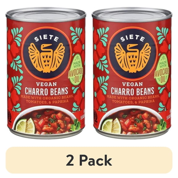 (2 pack) Siete Family Foods, Vegan Charro Beans, 15.5 oz can