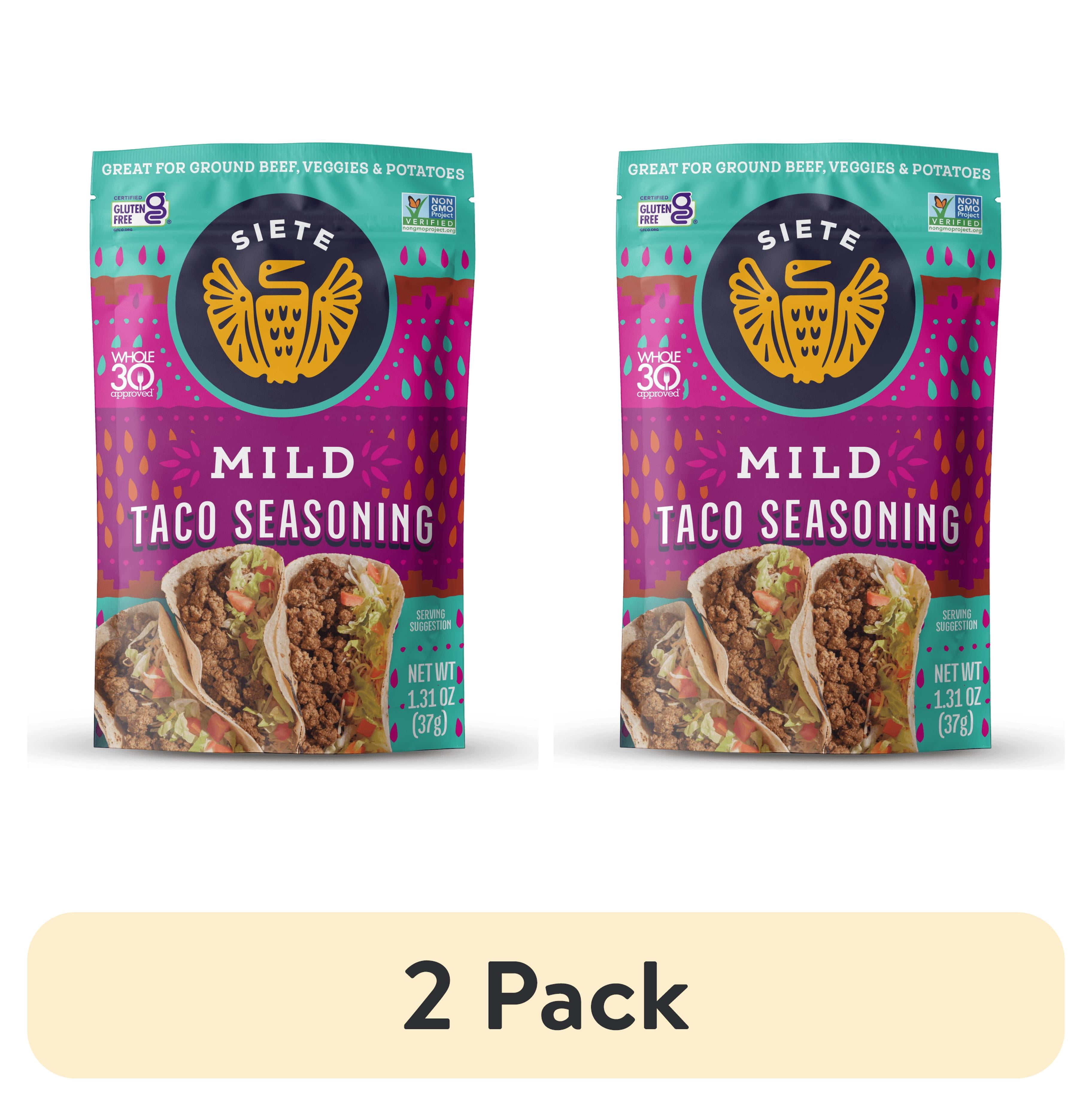 (2 pack) Siete Mild Taco Seasoning, Mixed Spice, 1.31 oz. Packet