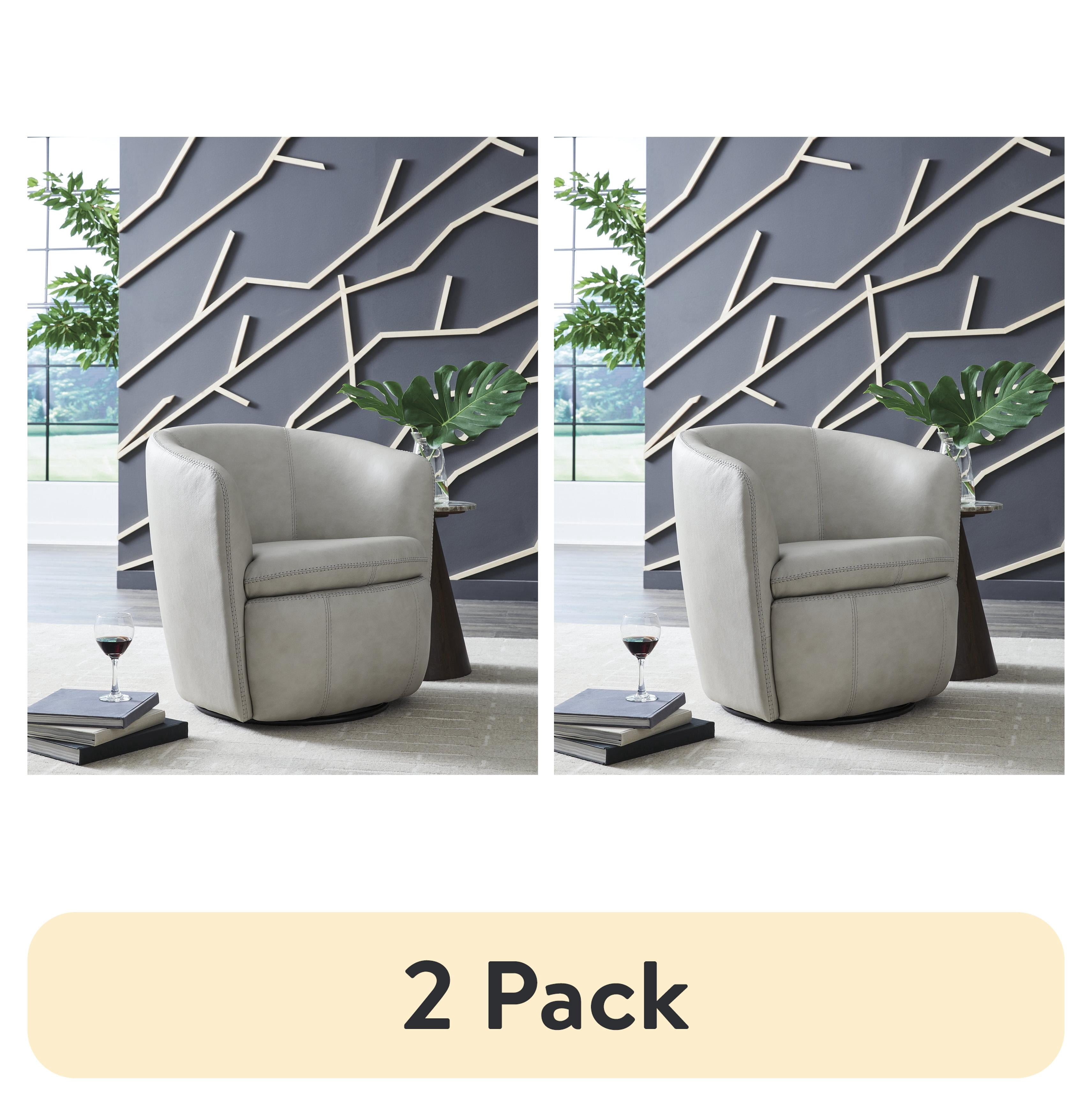 (2 pack) Signature Design by Ashley Kierreys 360 Degree Leather Upholstered Swivel Chair, Bone