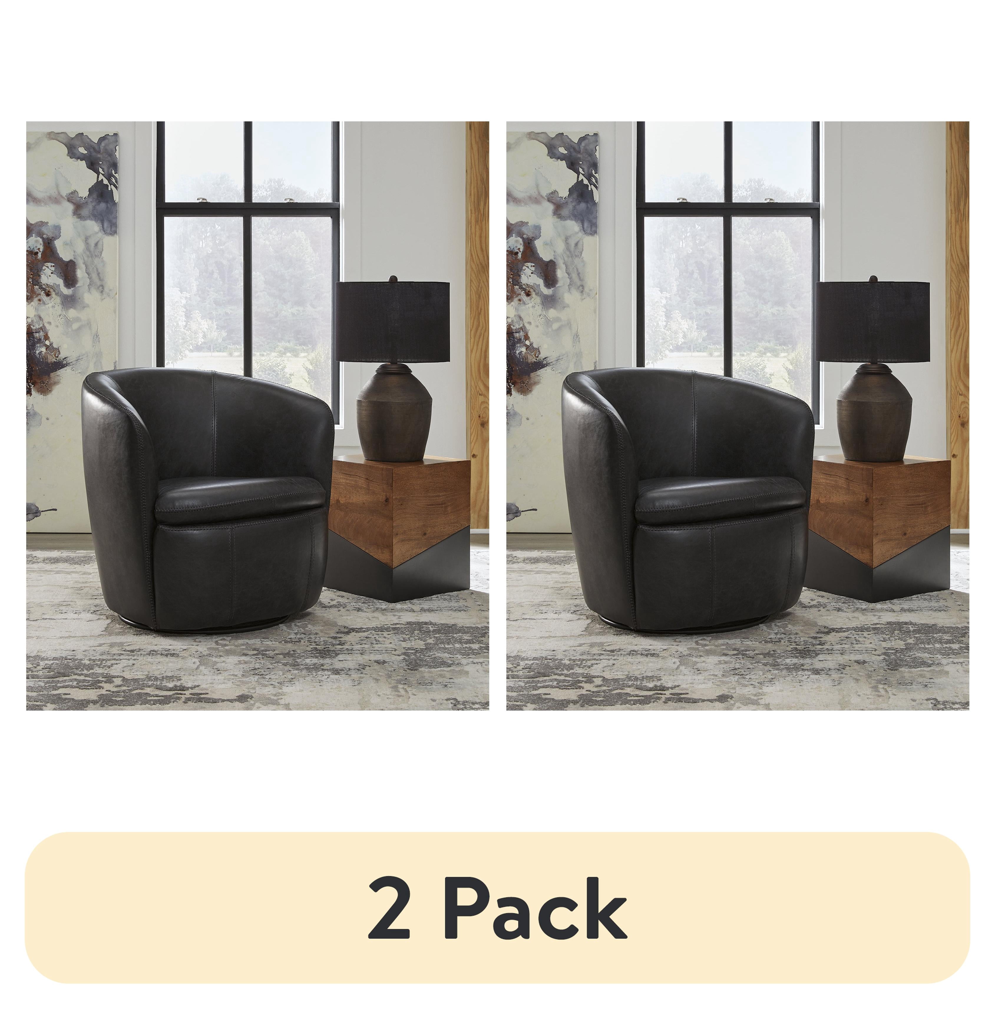 (2 pack) Signature Design by Ashley Kierreys 360 Degree Leather Upholstered Swivel Chair, Midnight