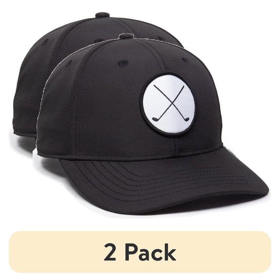 (2 pack) Signatures Men's Performance Golf Hat, Snapback, One Size, Black/White