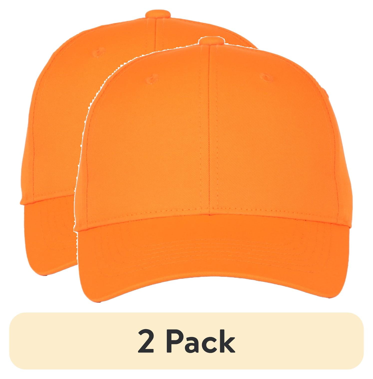 (2 pack) Men's Blaze Orange Hunting Cap – Structured Full Fabric, Hook & Loop Closure, One Size
