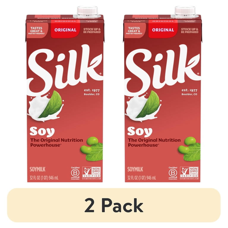 2 pack) Silk Shelf Stable, Dairy Free, Lactose Free, Original Soy