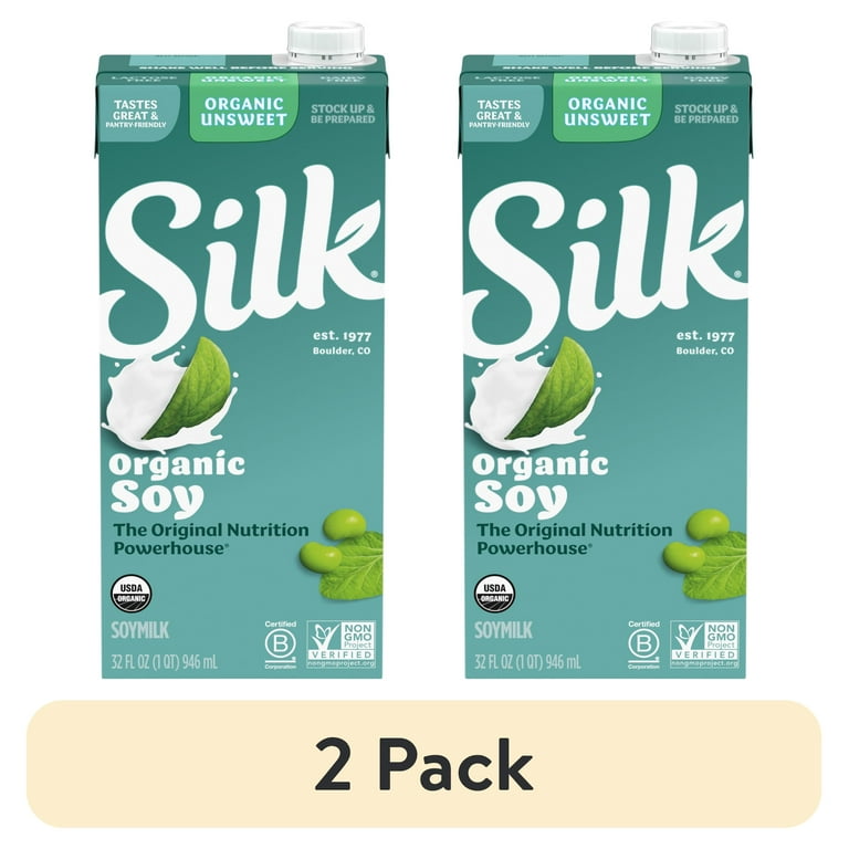 2 pack) Silk Shelf Stable, Dairy Free, Lactose Free, Original Soy