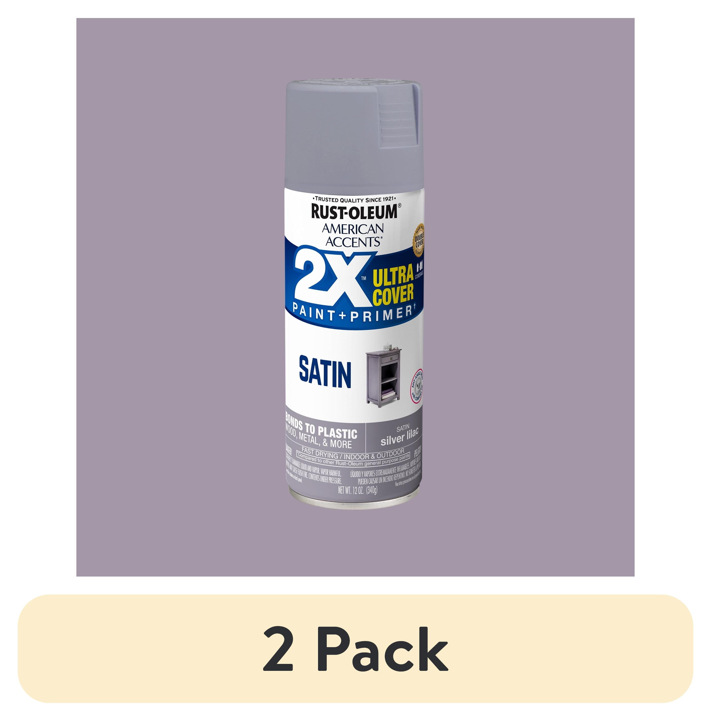 (2 pack) Silver Lilac, Rust-Oleum American Accents 2X Ultra Cover Satin Spray Paint-329205, 12 oz