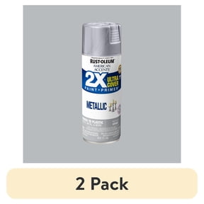 (2 pack) Silver, Rust-Oleum American Accents 2X Ultra Cover Metallic Spray Paint-327910, 12 oz
