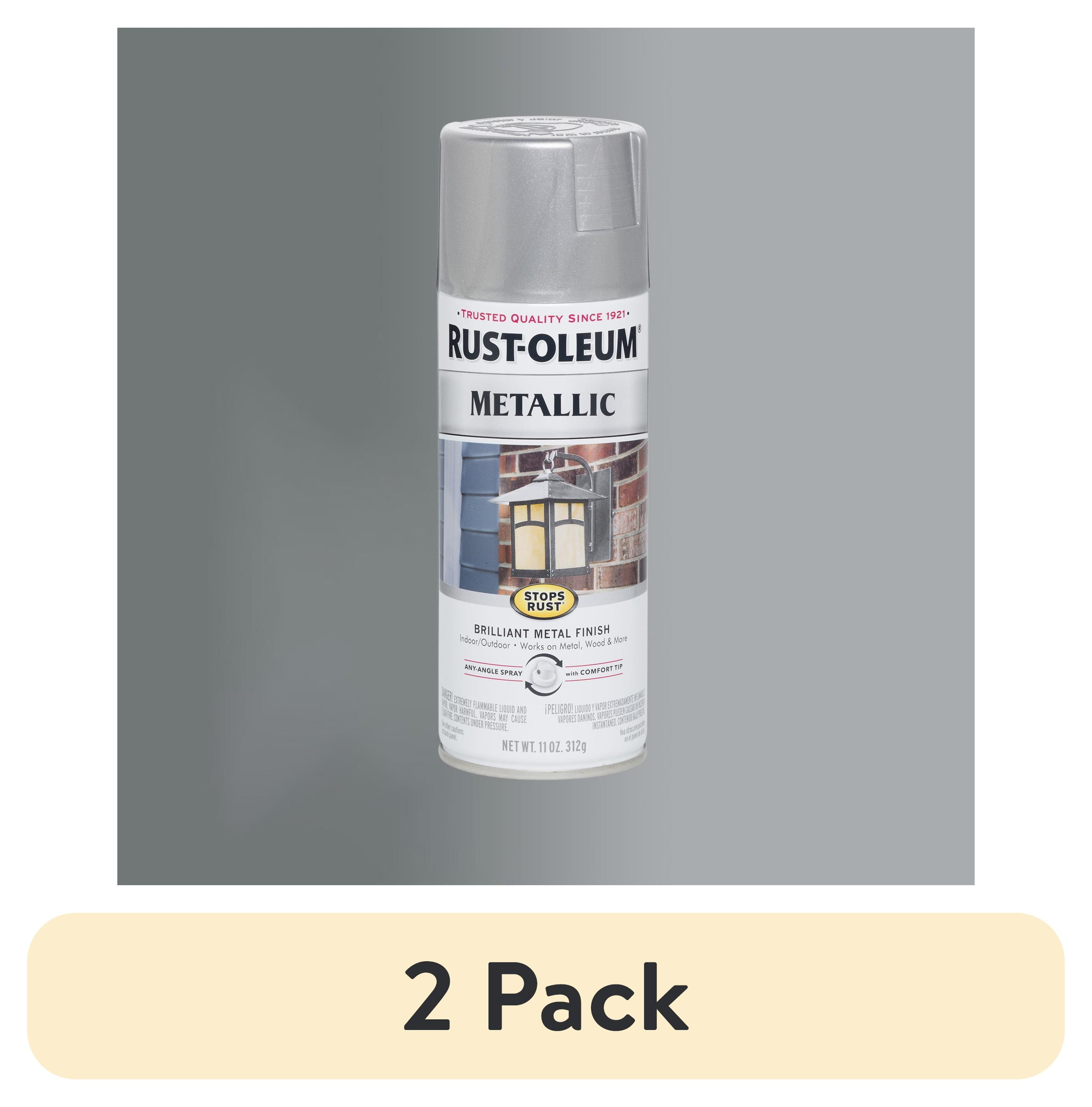 (2 pack) Silver, Rust-Oleum Stops Rust Metallic Spray Paint-7271830, 11 oz