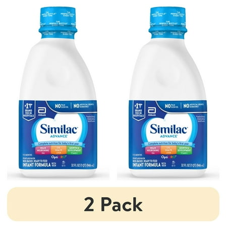 (2 pack) Similac Advance Ready-to-Feed Baby Formula With Iron, Has DHA & Lutein, 32-fl-oz Bottle