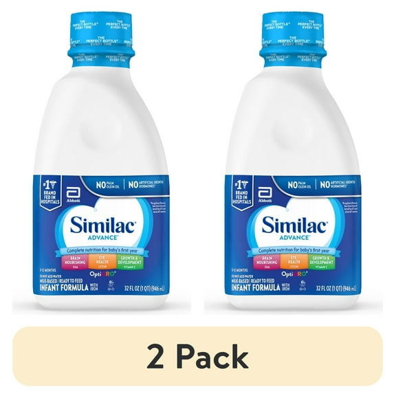 (2 pack) Similac Advance Ready-to-Feed Baby Formula With Iron, Has DHA & Lutein, 32-fl-oz Bottle
