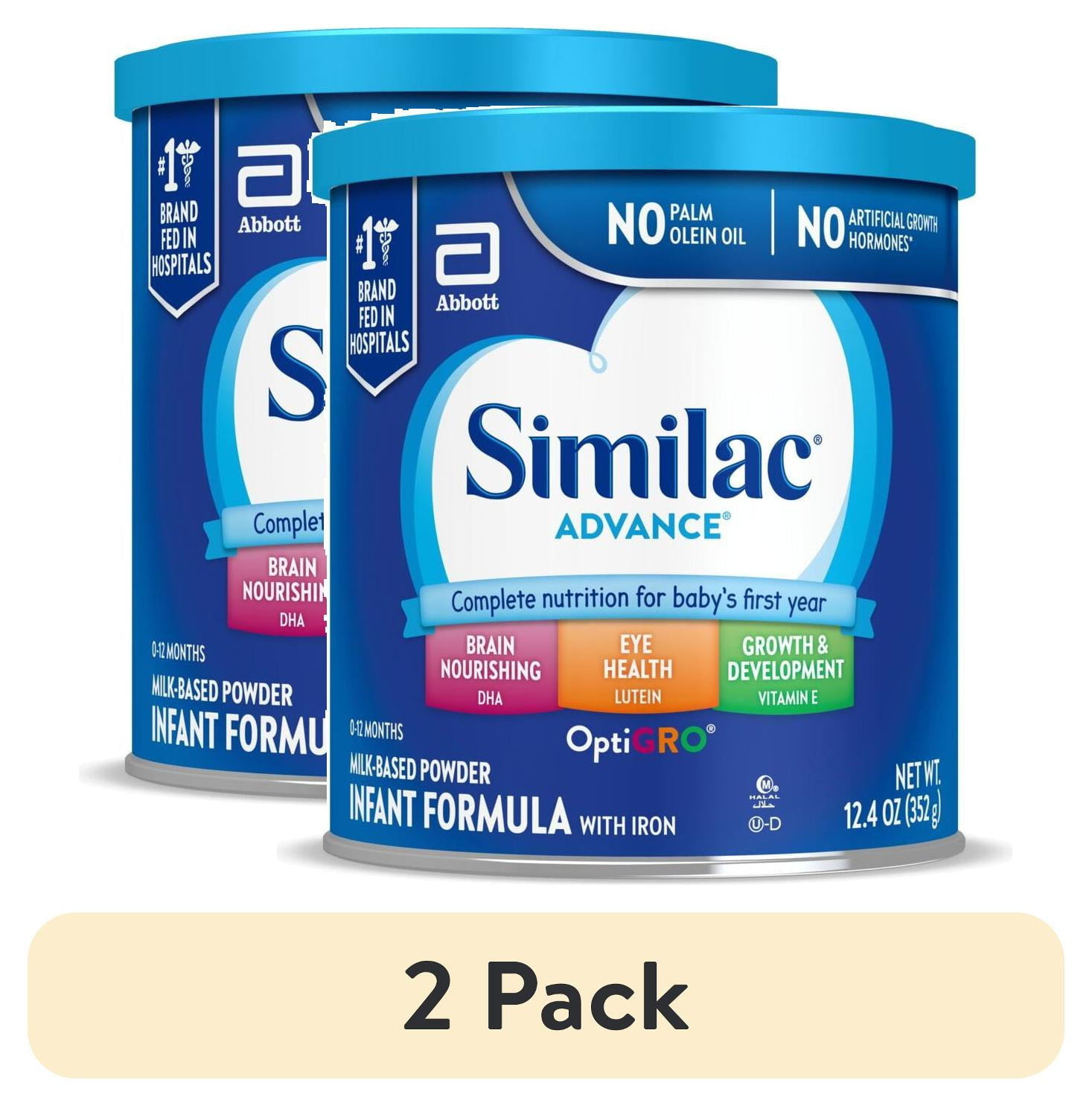 (2 pack) Similac Advance Powder Baby Formula With Iron, Has DHA & Lutein, 12.4-oz Can