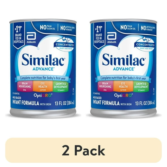 (2 pack) Similac Advance Concentrated Liquid Baby Formula With Iron, Has DHA & Lutein, 13-fl-oz Can