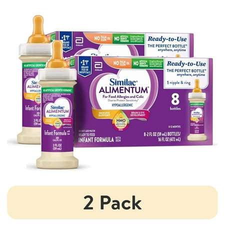 (2 pack) Similac Alimentum With 2'-FL HMO, Ready-to-Feed Baby Formula, 2-fl-oz Bottle, Pack of 8