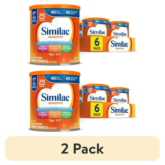 (2 pack) Similac Sensitive Powder Baby Formula, 12.5-oz Can, Pack of 6