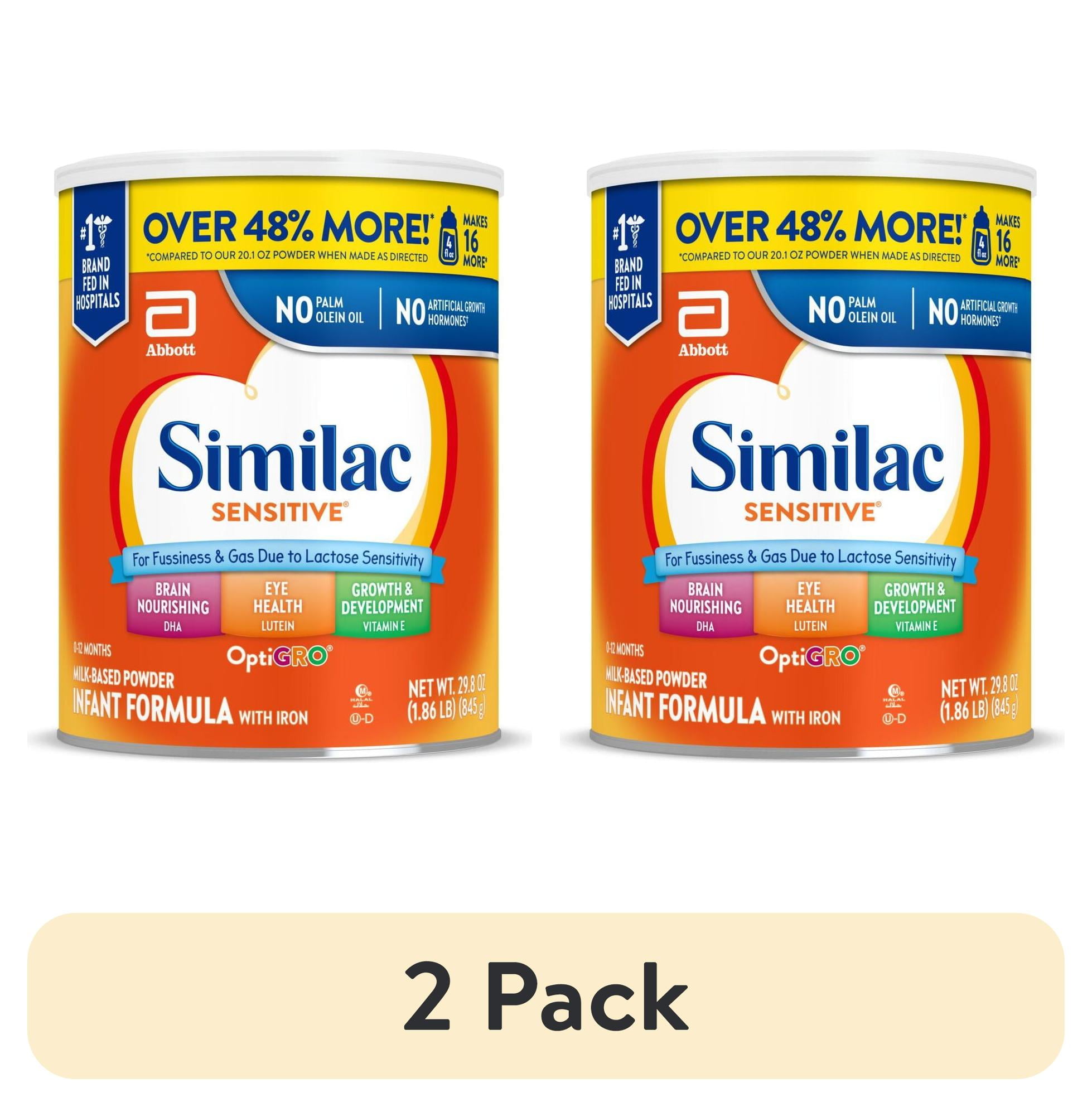 (2 pack) Similac Sensitive Powder Baby Formula, 29.8-oz Can