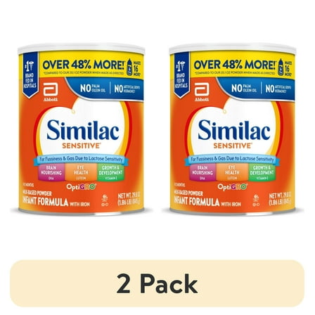 (2 pack) Similac Sensitive Powder Baby Formula, 29.8-oz Can