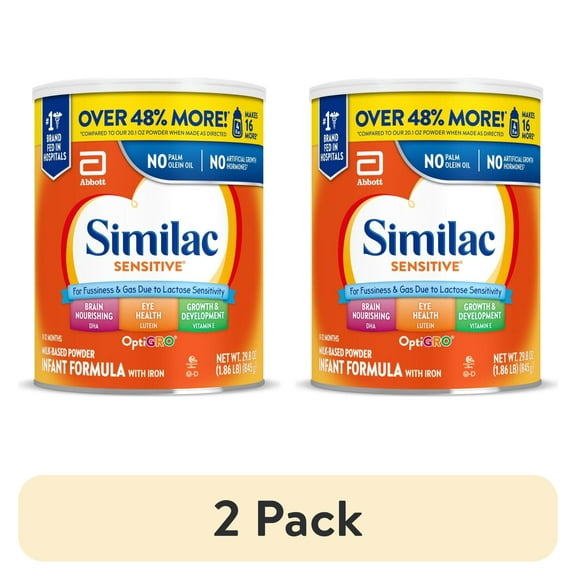 (2 pack) Similac Sensitive Powder Baby Formula, 29.8-oz Can