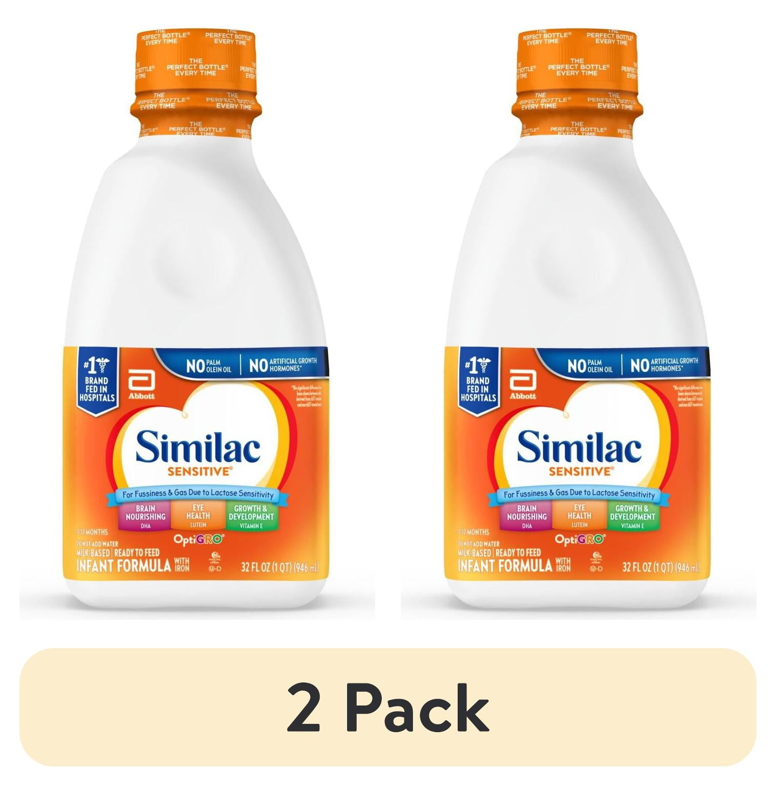 (2 pack) Similac Sensitive Ready-to-Feed Baby Formula, 32-fl-oz Bottle