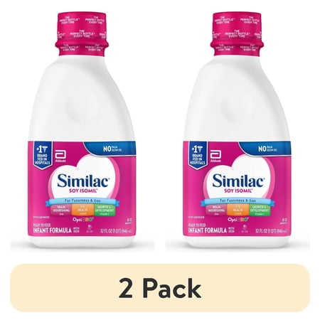 (2 pack) Similac Soy Isomil Ready-to-Feed Baby Formula, 32-fl-oz Bottle