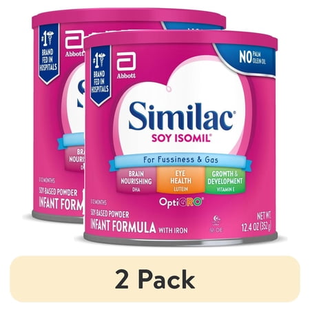 (2 pack) Similac Soy Isomil Powder Baby Formula, 12.4-oz Can