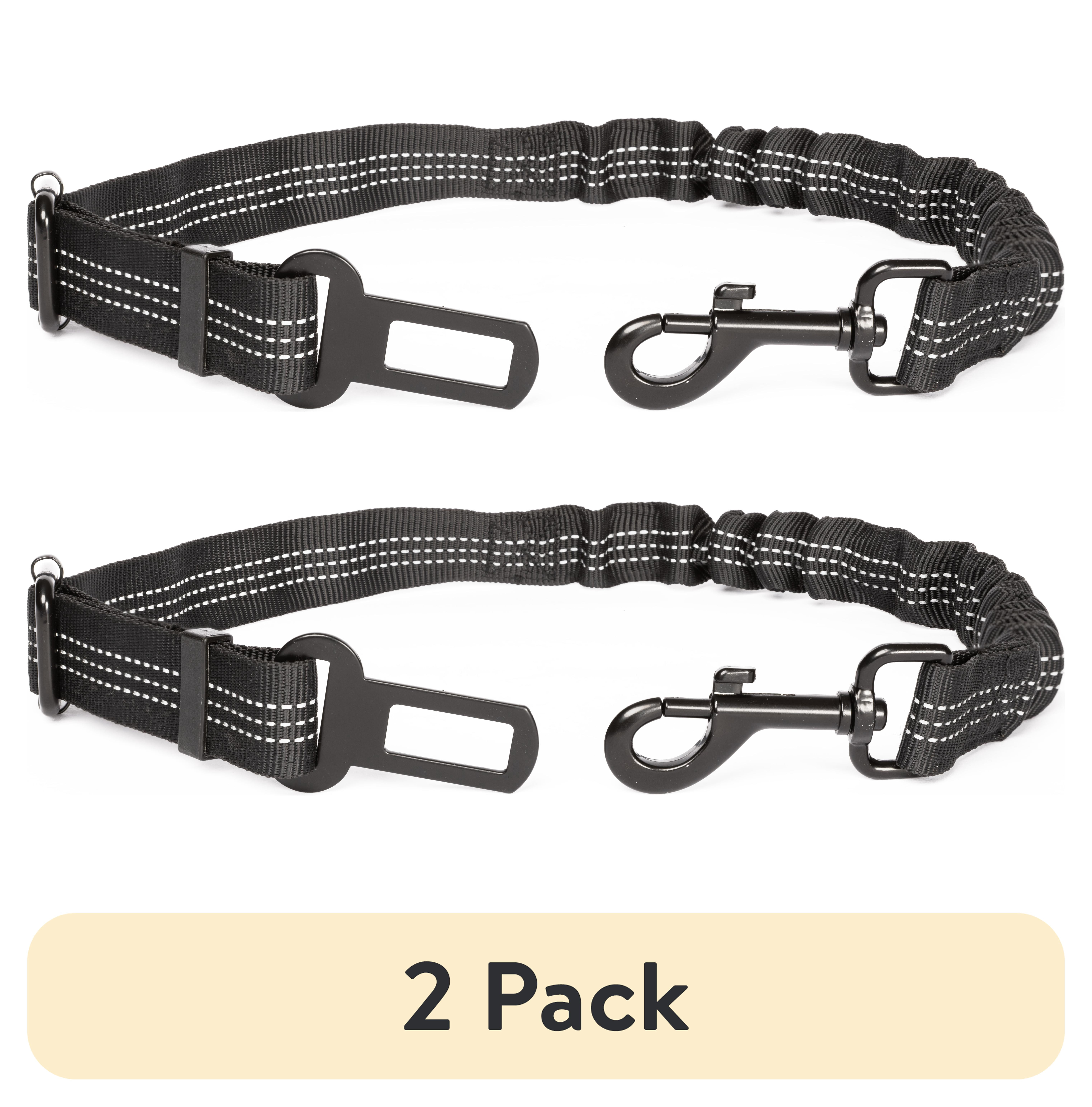(2 pack) Simple Adjustable Pet Seat Belt, Black, Material - Nylon, Harness Type - Direct to Seatbelt Swivel Tether.